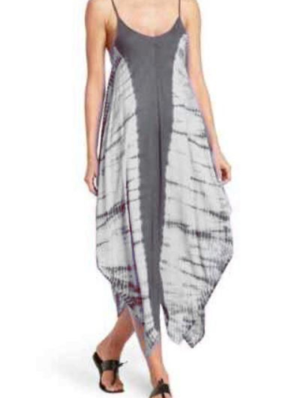 Blue and White Tie-Dye Maxi Slip Dress